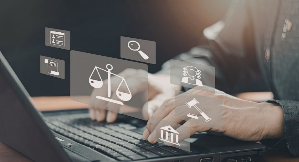 HIPAA compliant AI for therapists secure data processing system shown on laptop with digital document compliance architecture